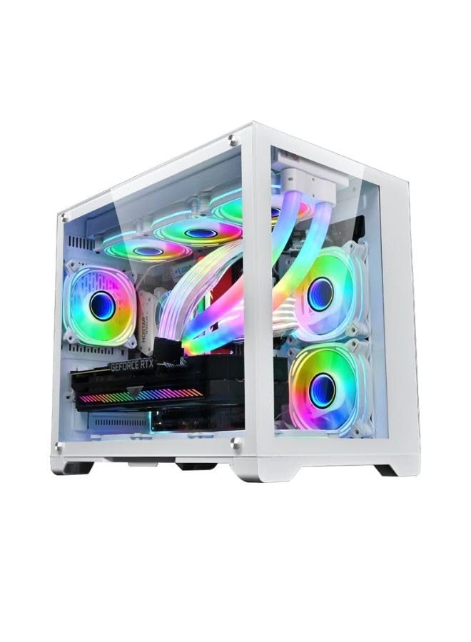 Wjcoolman Lonely Warrior Gaming Computer Case Support M-ATX Case. With 6 RGB Fans White