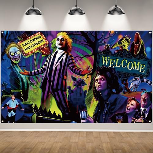Happy Birthday Photo Backdrop Halloween Wall Banner Halloween Party Decorations and Supplies for Home