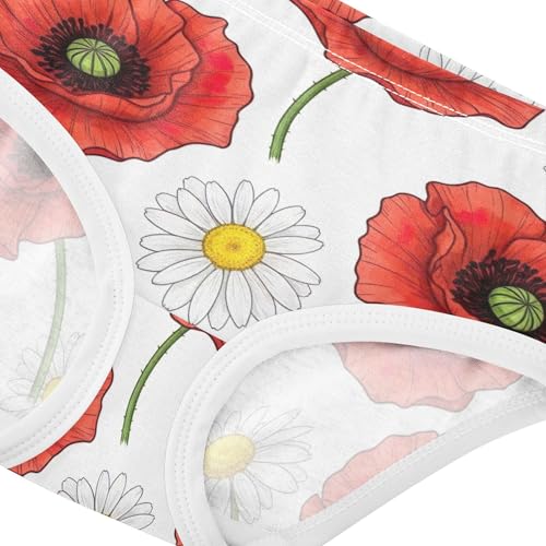 Cotton Toddler Girls Underwear Red Floral White Daisies Yellow Girl Panties Cute Artistic Briefs Underpants 2t4