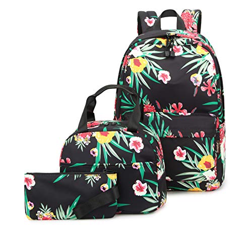Joymoze Water Resistant Teen Girl Bookbag with Lunch Bag and Pencil Purse Green