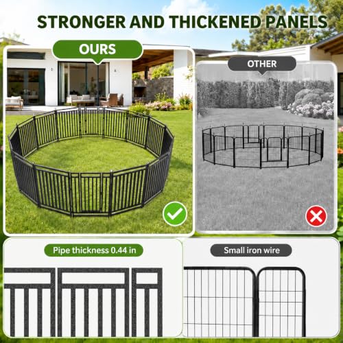 Image of Dog Fence Outdoor Indoor, 47 inch Inch Height 8 Panels Dog Playpen for Large /Medium /Small Dogs Metal Dog Pen for Yard Camping and RV | Black-Silver