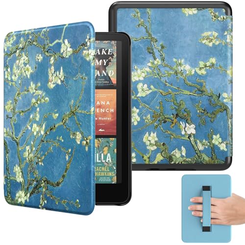 MoKo Funda para 7' Kindle Paperwhite(12ª Generación-2024) y Kindle Colorsoft Signature Edition 2024, Funda Ligera con Correa Auto Wake/Sleep para Kindle Paperwhite 2024, Bloom de Albaricoque