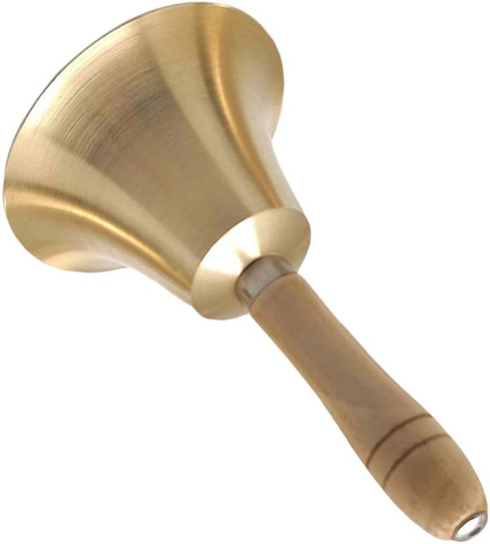 NUOBESTY Christmas Handbell Clear Sound Solid Brass Held Service Bell for School Restaurant Hotel-11cm, Golden - Image 4