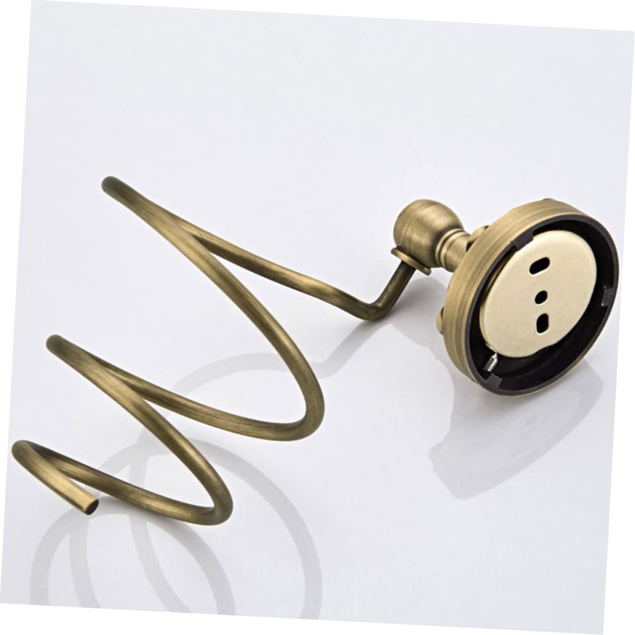 Supporto a Spirale per Asciugacapelli in Rame Oro da Parete | Foratura di Fissaggio 6mm, Adatto al Bagno, Finitura Semplice Contemporanea