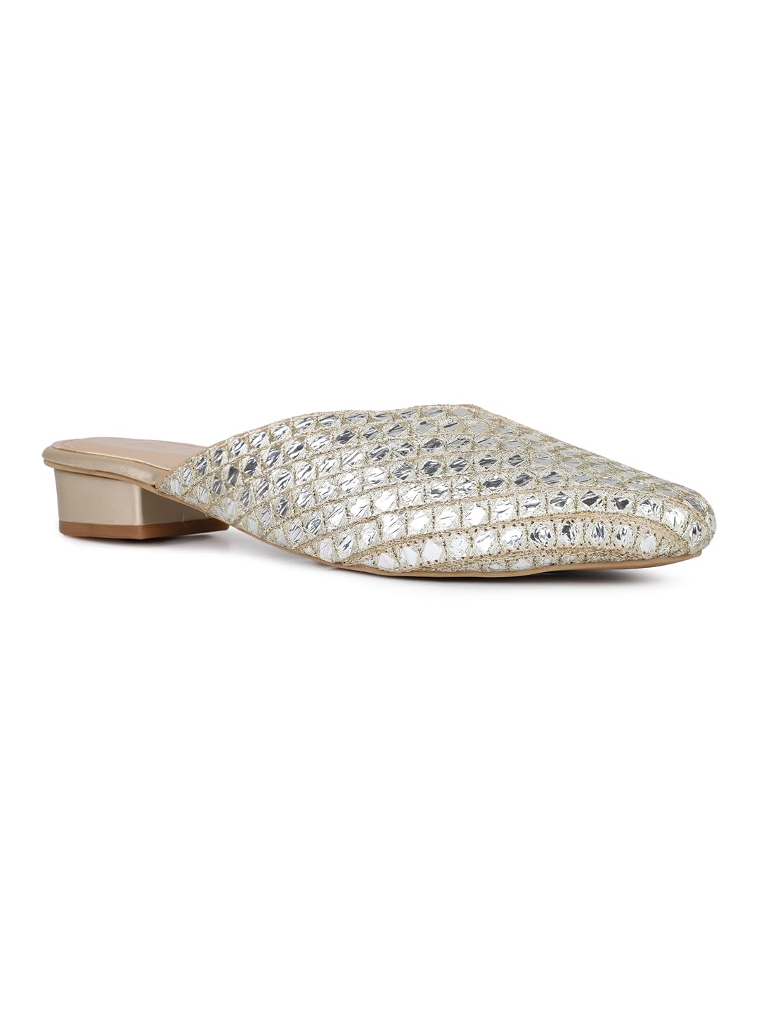 inc.5 Womens Golden Festive Embellished Round Toe Block Heel Mules-picture-42