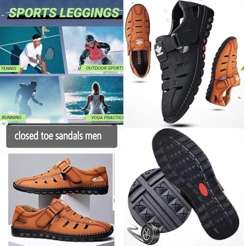 Stylish Leather Hollow Sandals, Men Summer Comfortable Breathable Adjustable Closed Toe Sandal, Anti-Slip Beach Sandals4