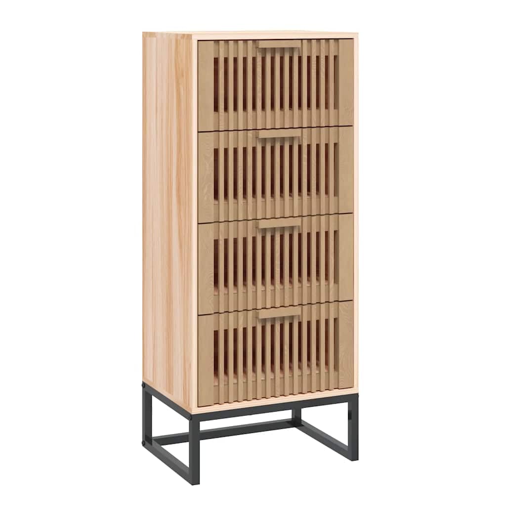 Highboard 40 x 30 x 95 cm de madera de pino y patas de hierro para decoración de salón