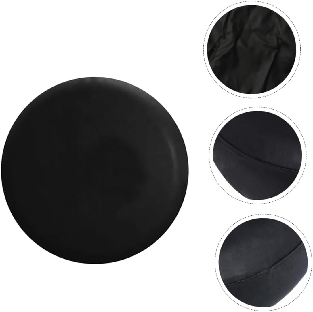 2pcs 15-inch PVC Spare Tire Covers for Camper and Trailer, Black Faux Leather Wheel Protectors, Weather- and UV Shield for Travel Trailers