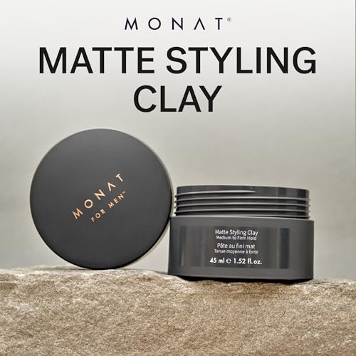 Image of MONAT Matte Styling Clay for Men - Water and Clay-Based Hair Paste to Create Thicker-Looking Hair, Easy-to-Shape Net Wt. 45 ml / 1.52 fl. oz.