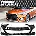 CNNELL Front Bumper Cover Compatible with Hyundai Veloster 2013-2017/2014-2017 Veloster Turbo R-Spec, 865112V500 HY1000194
