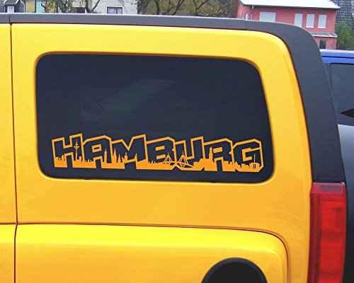 Skyline4u Hamburg Aufkleber Schriftzug Stadtaufkleber 30 x 5cm brillantblau