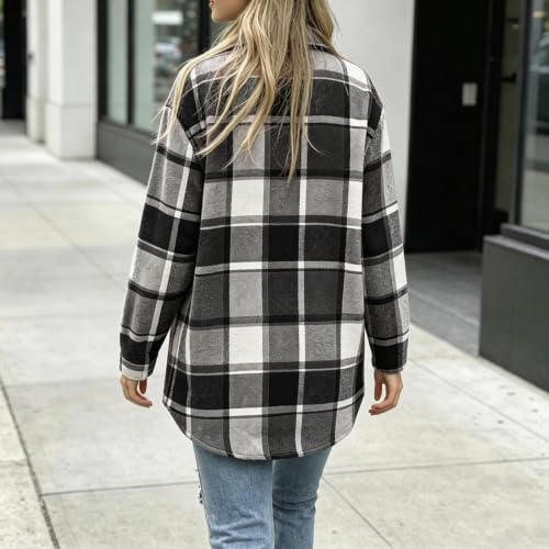 FPMLUXLL Sherpa Jacket Women Plaid Soft Warm Fall Winter Fleece Jacket - image 5