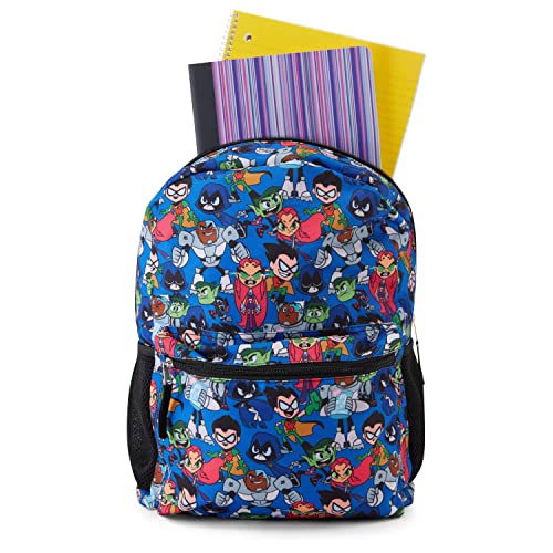 Teen Titans Go! Allover Backpack - Beast Boy, Raven, Cybord, Robin And Silkie - Teen Titans Go! School Bookbag (Blue) #TOP6