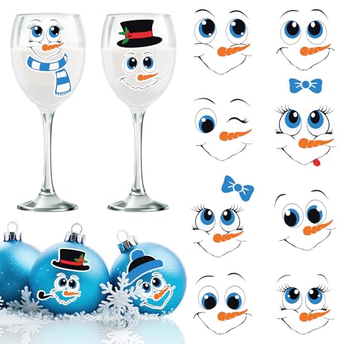 Calcomanías de muñeco de nieve de Navidad autoadhesivas decorativas sin dejar residuos de pegamento 2
