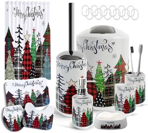 Clara Clark Bathroom Set - Christmas Bathroom Sets with Shower Cu...