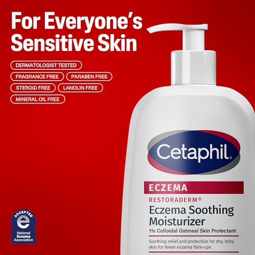 Image of CETAPHIL ECZEMA RESTORADERM Soothing Moisturizer, For Eczema Prone Skin, 16 oz, Fewer Symptom Flare-Ups, 48 Hour Hydration, 1% Skin Protectant Colloidal Oatmeal, Steroid Free, Doctor Recommended Brand