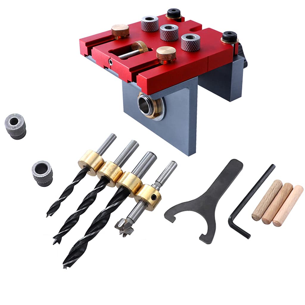 ASerZenith Punching Dowel Jig Kit Aluminum Alloy Dowel Hole Drill Guide Rust Proof Locator Puncher Woodworking Tool
