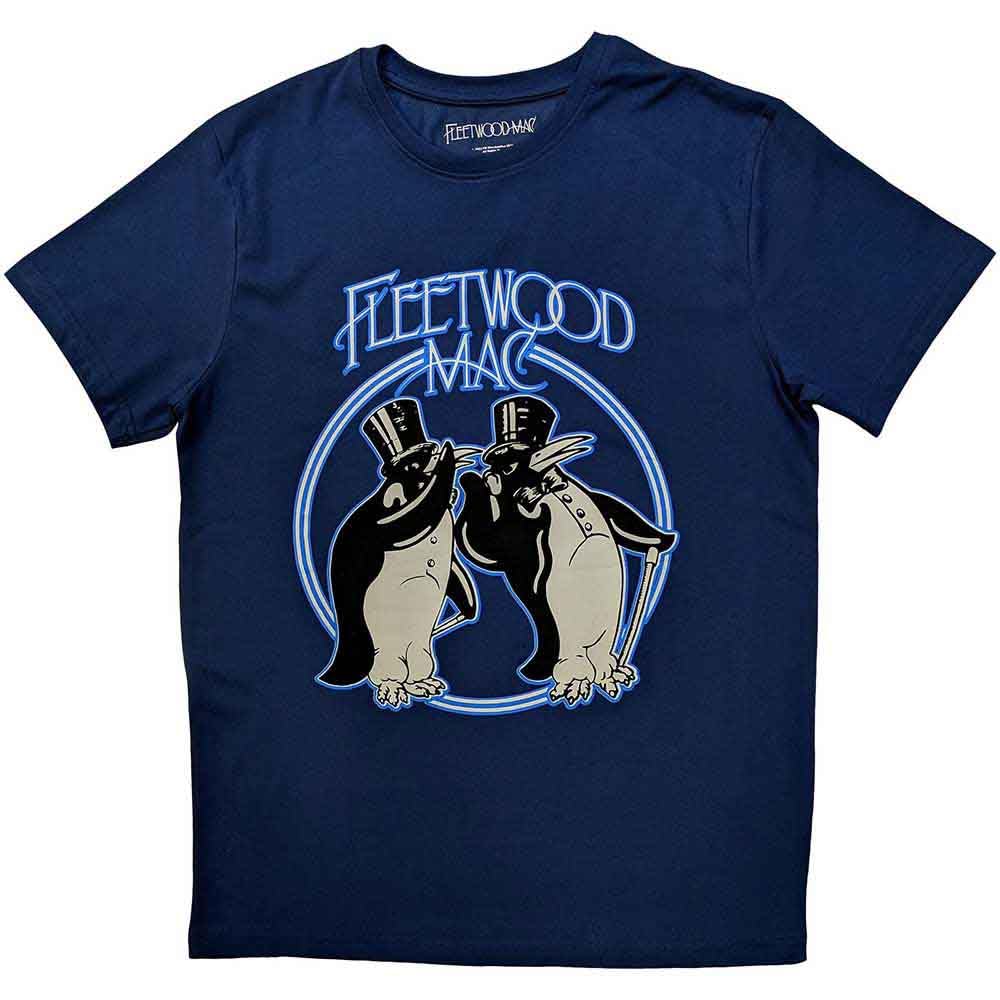 Fleetwood Mac T Shirt Penguins Band Logo Official Unisex Denim Blue M