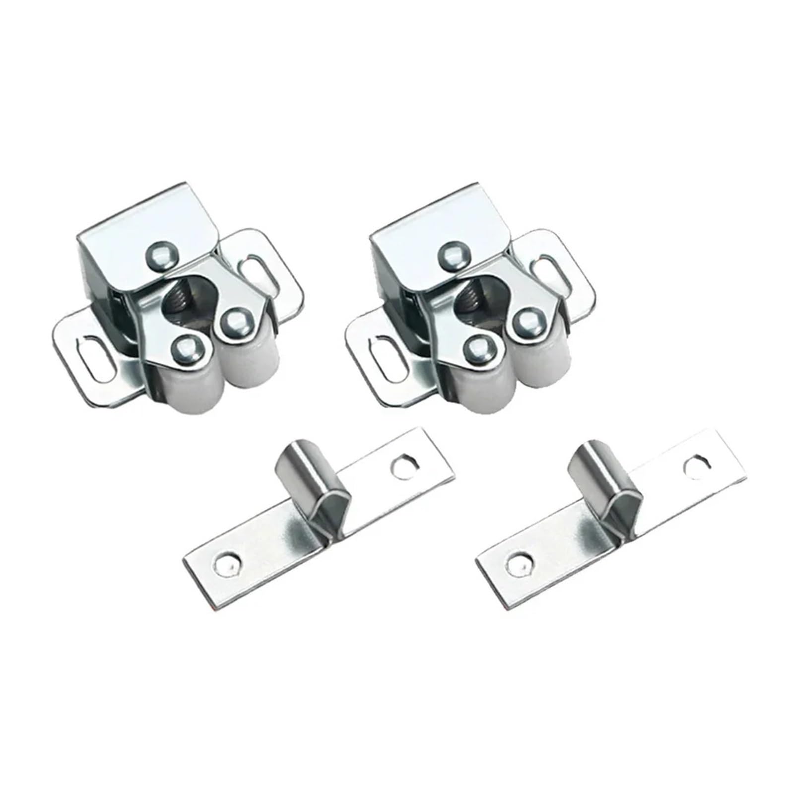 8pcs Door Close Latch Stainless Steel for Motorhomes Caravans Boats Double Roller Catch Cupboard Cabinet for Furniture(Silver)