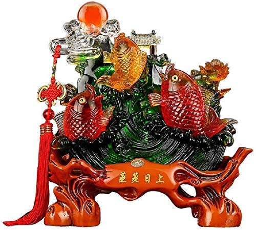 Statue Arowana doré : ornements porte-bonheur et accessoires maison 1215
