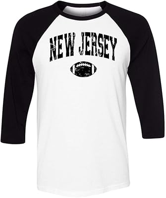 Football New Jersey Collegiate Three-Quarter Raglan Sleeve Baseball Shirt Unisex Small White/Black