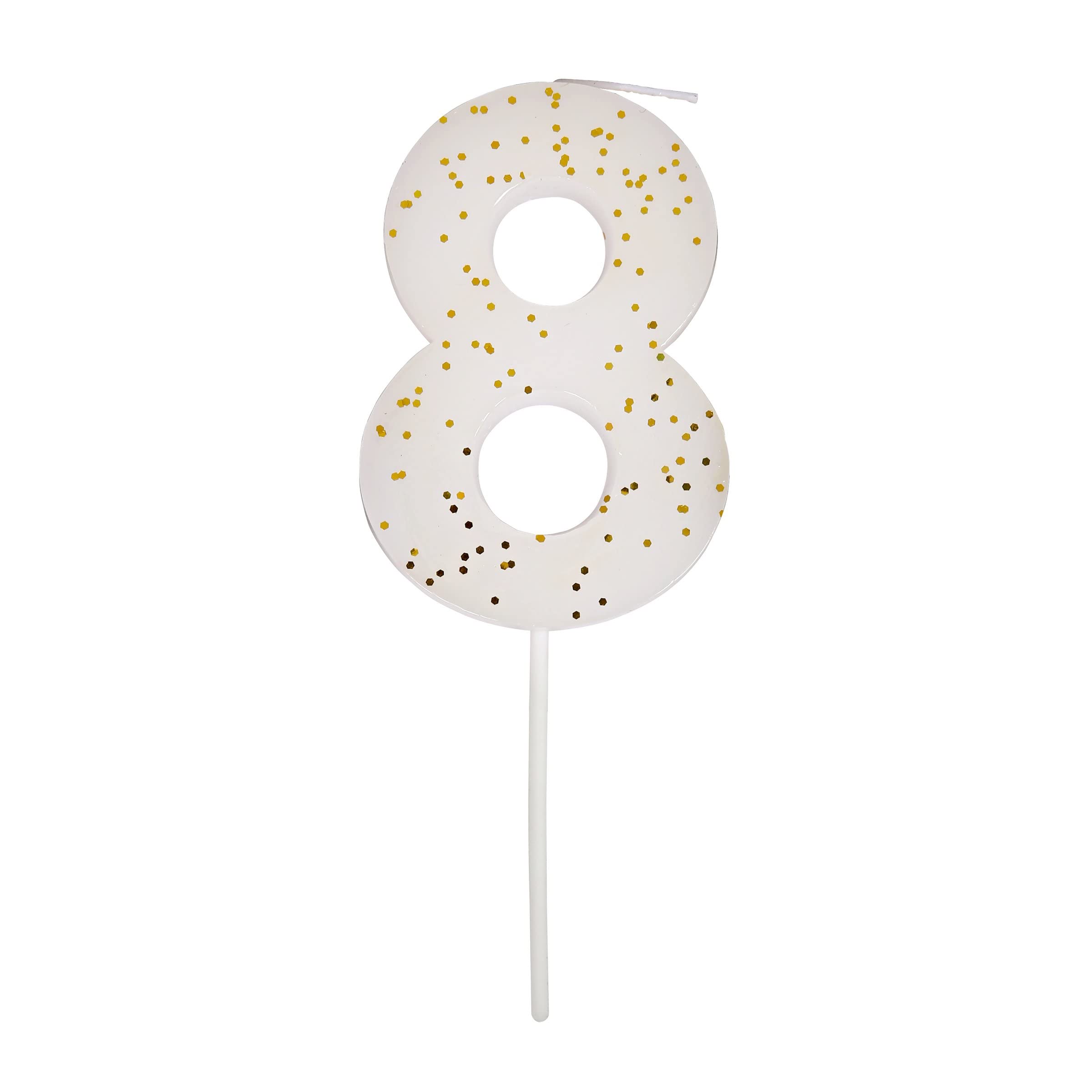 Bougie chiffre 8 Meri Meri blanche pour gâteau d'anniversaire