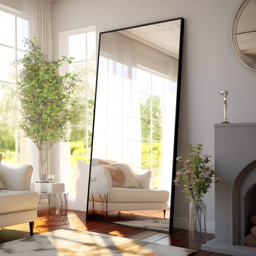 Image of NeuType 71 inchx28 inch Large Mirror Full Length Mirror Aluminum Alloy Frame Floor Mirror Wall-Mounted Mirror for Living Room, Bedroom, Hanging or Leaning Against Wall, Black (No Stand)