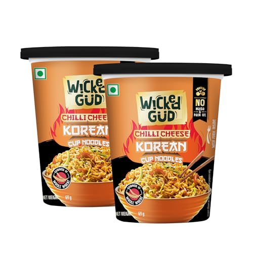 price history - WickedGud Chilli Cheese Korean Instant Cup Noodles | Whole Wheat | No Maida | No Palm Oil | 74 g Each (Pack of 2, Total 148 g)