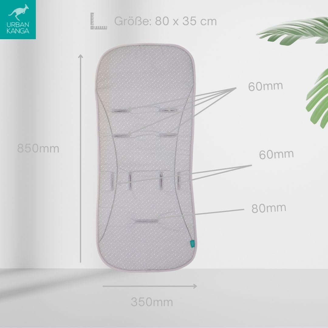 Urban Kanga Universell Einlage für Kinderwagen und Buggy mit Memory-Schaum Öko-Tex Grey Dots