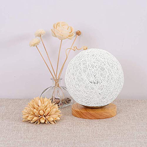 Ghopy LED-Nachttischlampe im Schlafzimmer, Tischlampe aus Holz mit Schnur und Massivholz, Dekoration für Weihnachten, Wohnzimmer, Schlafzimmer, Stuhl (weiß) Cover