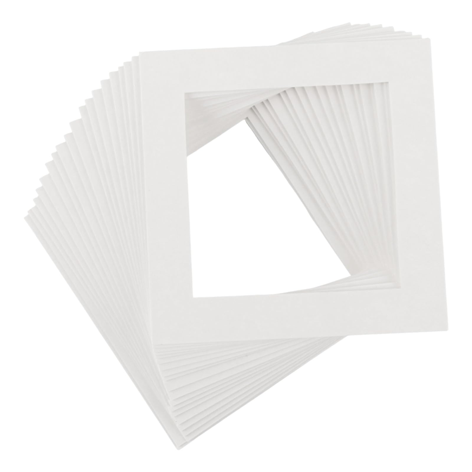 YAYODS 100 pezzi passepartout bianco – 10 x 10 cm Design smussato Passepartout cartone – Dimensioni interne 7 x 7 cm passepartout per foto, immagini, stampe artistiche