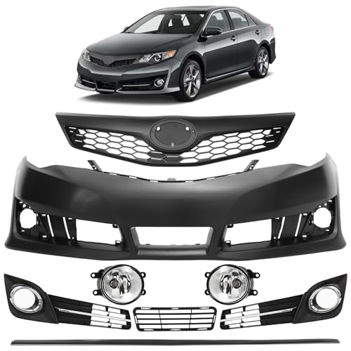 Suitable for Front Bumper Cover Grille Set with Fog Light & Trim - Compatible with Toyota Camry SE/SE Sport 2012-2014 | Replacement for OEM 5211906975, TO1000379, TO1200354, TO1036129