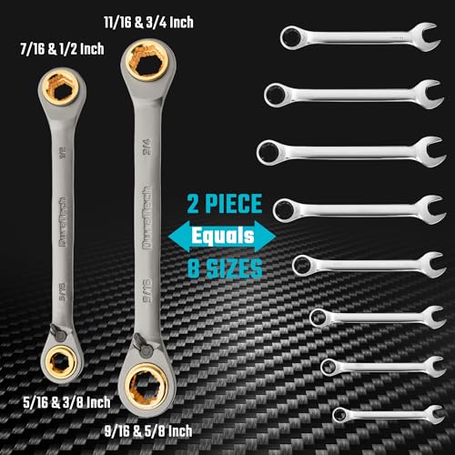 Image of DURATECH 4-in-1 Anti-Slip Reversible Ratcheting Box Wrench Set, SAE