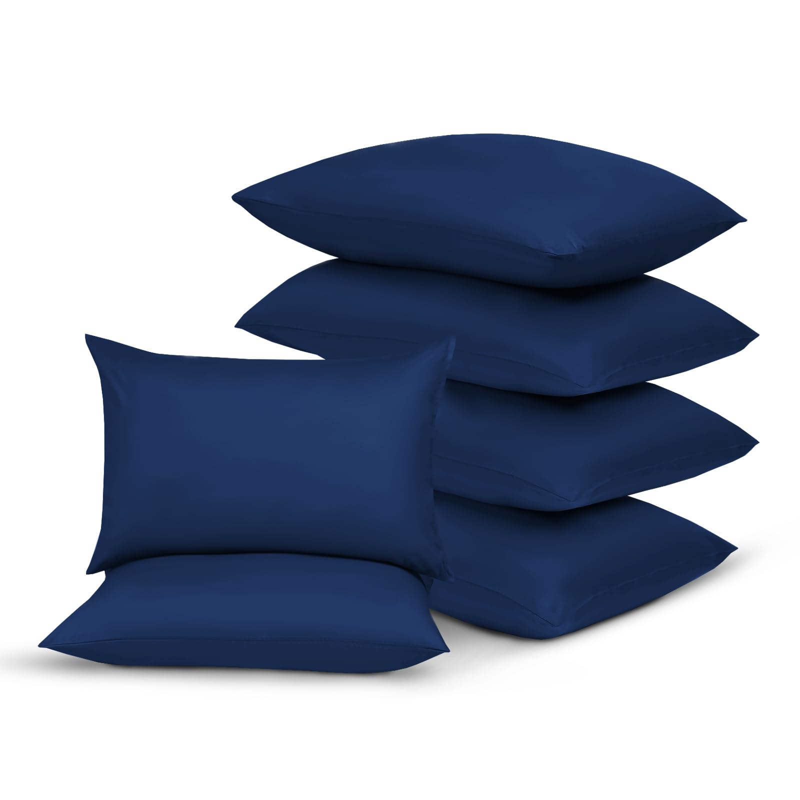 Yorkshire Bedding Navy Pillow Cases 6 Pack 100% Soft Brushed Microfiber Pillowcases with Envelope Closure- Fade & Stain Resistant Housewife Pillow Case 50 X 75 Cm