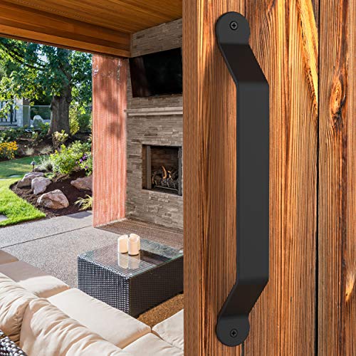 Barn Door Handle Large Black 12 inch Solid Steel Gate Handle Pull for Sliding Barn Doors Closets Gates Garages Sheds
