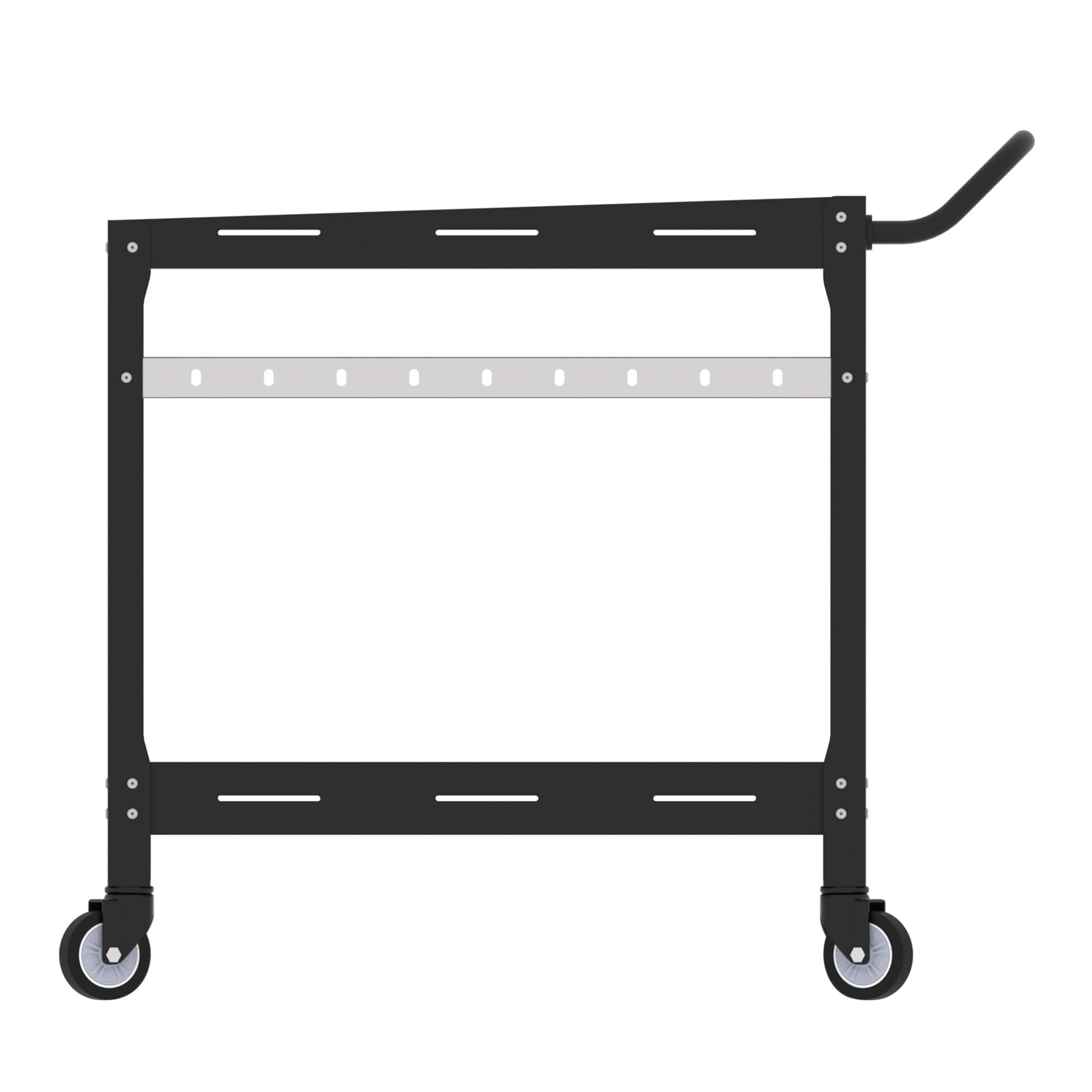 casa.pro Outdoor Servierwagen Bard Garten Rollwagen mit 2 Ablagen Stahl Indoor 72 x 77 x 38 cm Grillwagen mit 5 Haken Rollen mit Feststellbremsen Schwarz