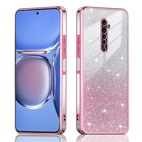 JNERBUYI Cover Protettiva per Oppo Reno 2Z / Reno2 Z, Custodia per Telefono Antiurto, Guscio Elettrolitico Squisito, Cover Bumper Glitterata per Ragazze. Rosa