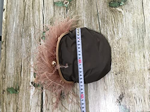 LVCOMEFF Women Ostrich Feather Mini Handbag Purse with Big Gold Chain for Party Fluffy Plush Luxurious4