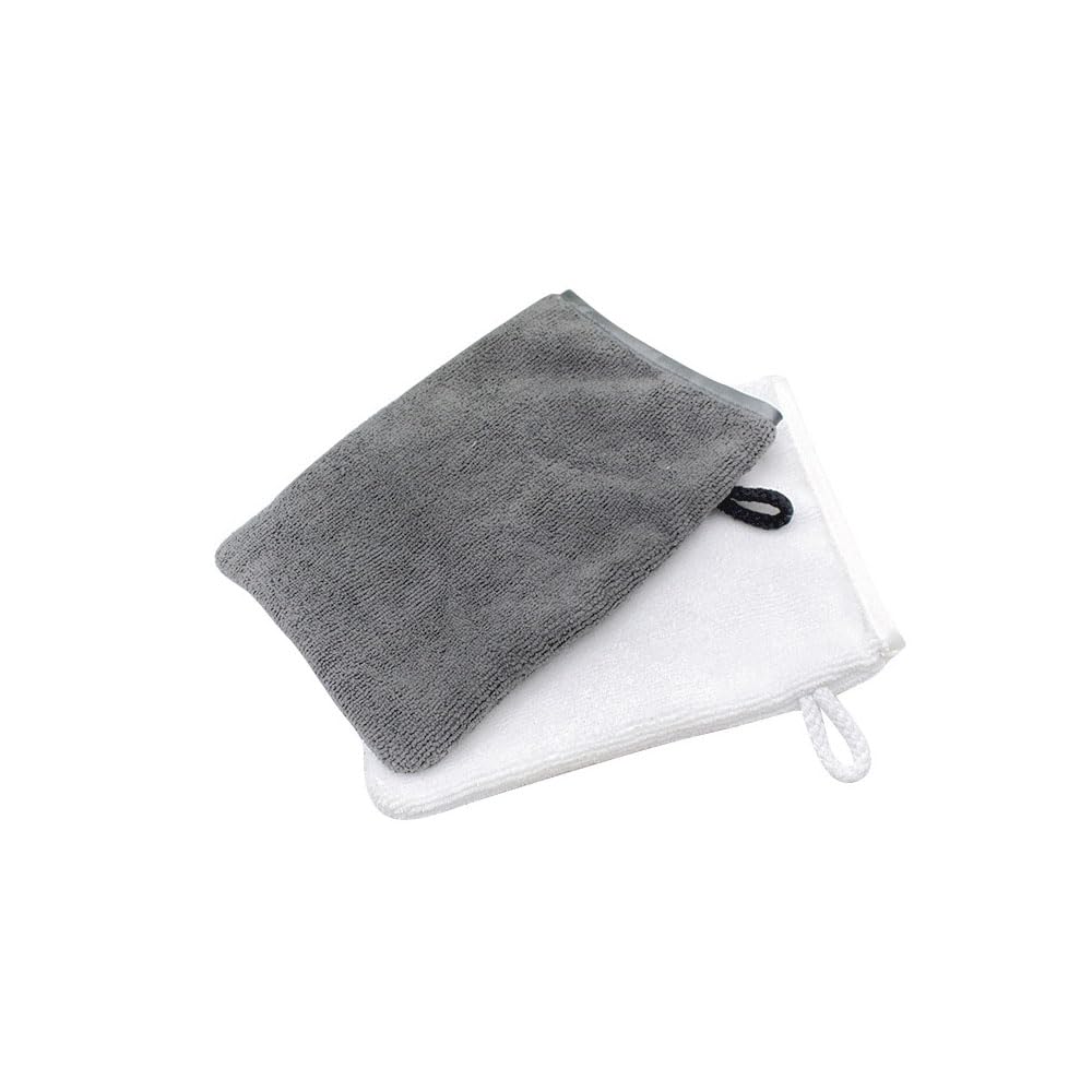 Byezhou Microfibre Face Mitts, 2 PCS Makeup Remover Gloves, Soft Face Cleansing Mitts, Bath SPA Terry Cloth, Beige, 21 cm x 15 cm, 2 count