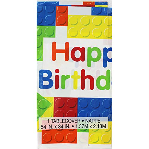 image for Unique Vibrant Building Blocks Birthday Rectangular Plastic Table Cove