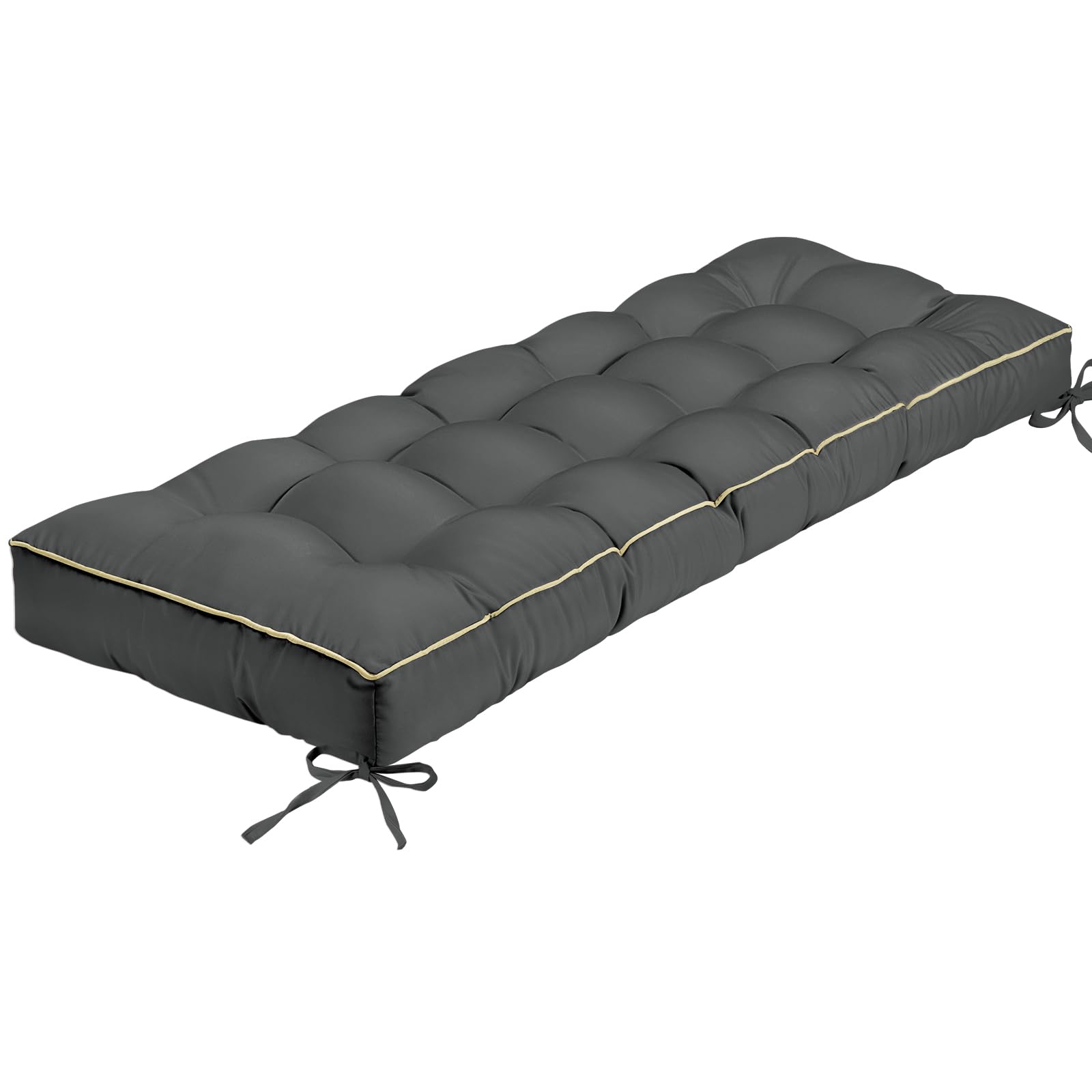 TaiBest Outdoor Bench Cushion, Tufted Patio Seat Pad for Garden Bench, Porch Swing, Indoor/Outoor Furniture (Grey, 122X46X10cm)
