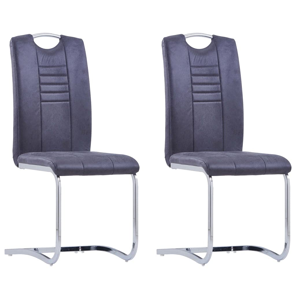 Chaises cantilever ergonomiques lot de 2 sièges stables en simili-daim gris de salon