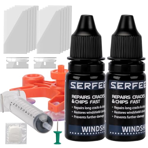 SERFEEY 2 PCS Windshield Repair Kit - Quick & Easy DIY Glass Repair for Cracks & Chips, Restore Clarity & Strength, Prevents Further Damage