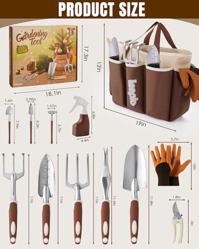 Set de herramientas de jardín Leapio 12 piezas con bolsa y guantes miniatura 3