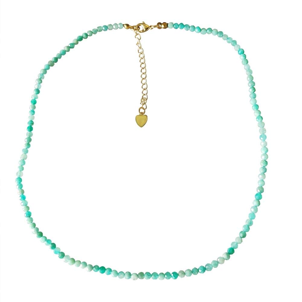 ZENGORI 1 Pcs 3mm Faceted Natural Multi-Kind Gemstones Bead Choker Necklace Adjustable Handmade Jewelry