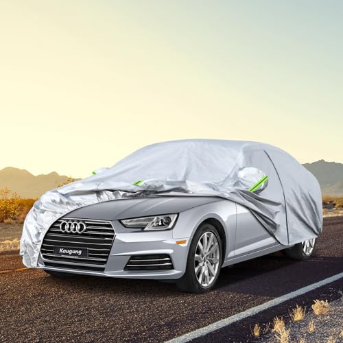 Image of Kaugung 6 Layers Car Cover Custom Fit Audi A4 Sedan from 2007 to 2025, Waterproof Car Cover All Weather for Automobiles Outdoor Indoor with Zipper Door, Sun Rain Dust Snow Protection.