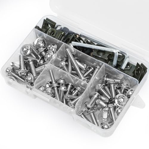 Image of 177Pcs Motorcycle Fairing Bolt Kit Silver, M5 M6 Windscreen Screws