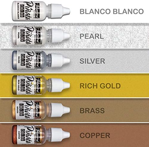 Moshify Jacquard Pinata Color - Alcohol Ink Metallic Colors Bundle - Silver - Copper - Pearl - Brass - Rich Gold - Blanco Blanco - Bundled Blending Pen