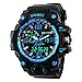 BesWLZ Men Large Dual Dial Analog Digital Quartz Multifunction 50M Water Resistant Watches (Blue)