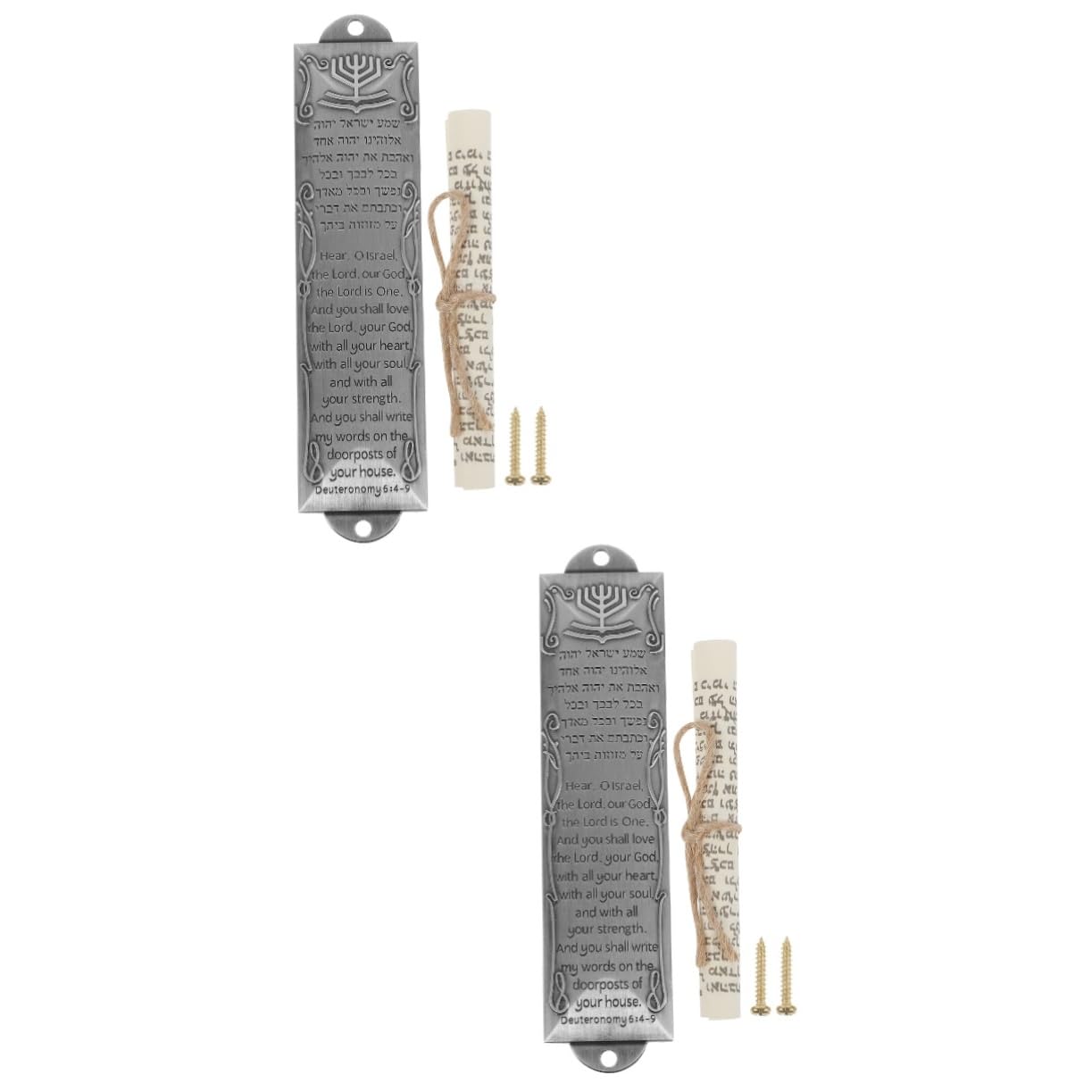 NOLITOY 2pcs Religious Holy Scroll Mezuzah Decor Religious Mezuzah Adornment Religious Decor Door Mezuzah Metal Mezuzah Craft Retro Metal Mezuzah Metal Holy Mezuzah Retro Scripture Mezuzah
